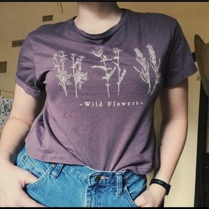 purple wild flowers crop top